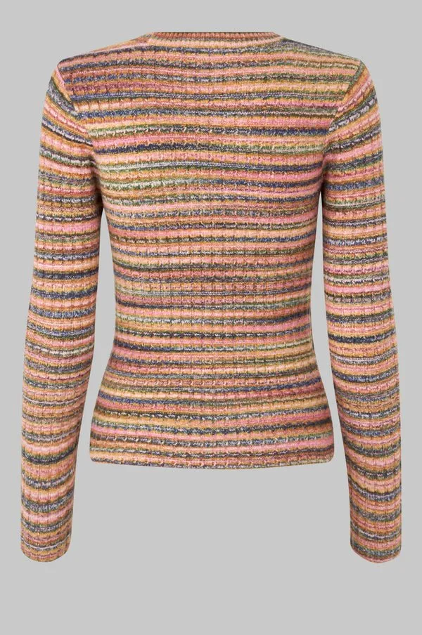 oval square Multi Knit Blouse Multi color