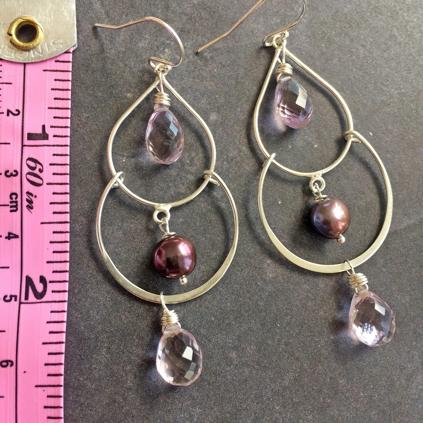 Pink Amethyst Double Hoops