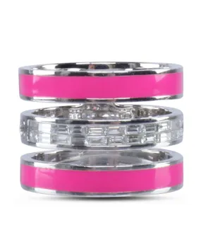 Pink Enamel and Diamond Ring