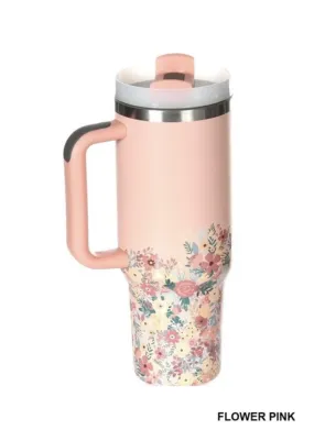 Pink Floral 40 oz Tumbler