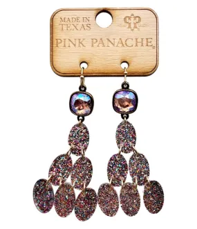 Pink Oval Glitter Dangle