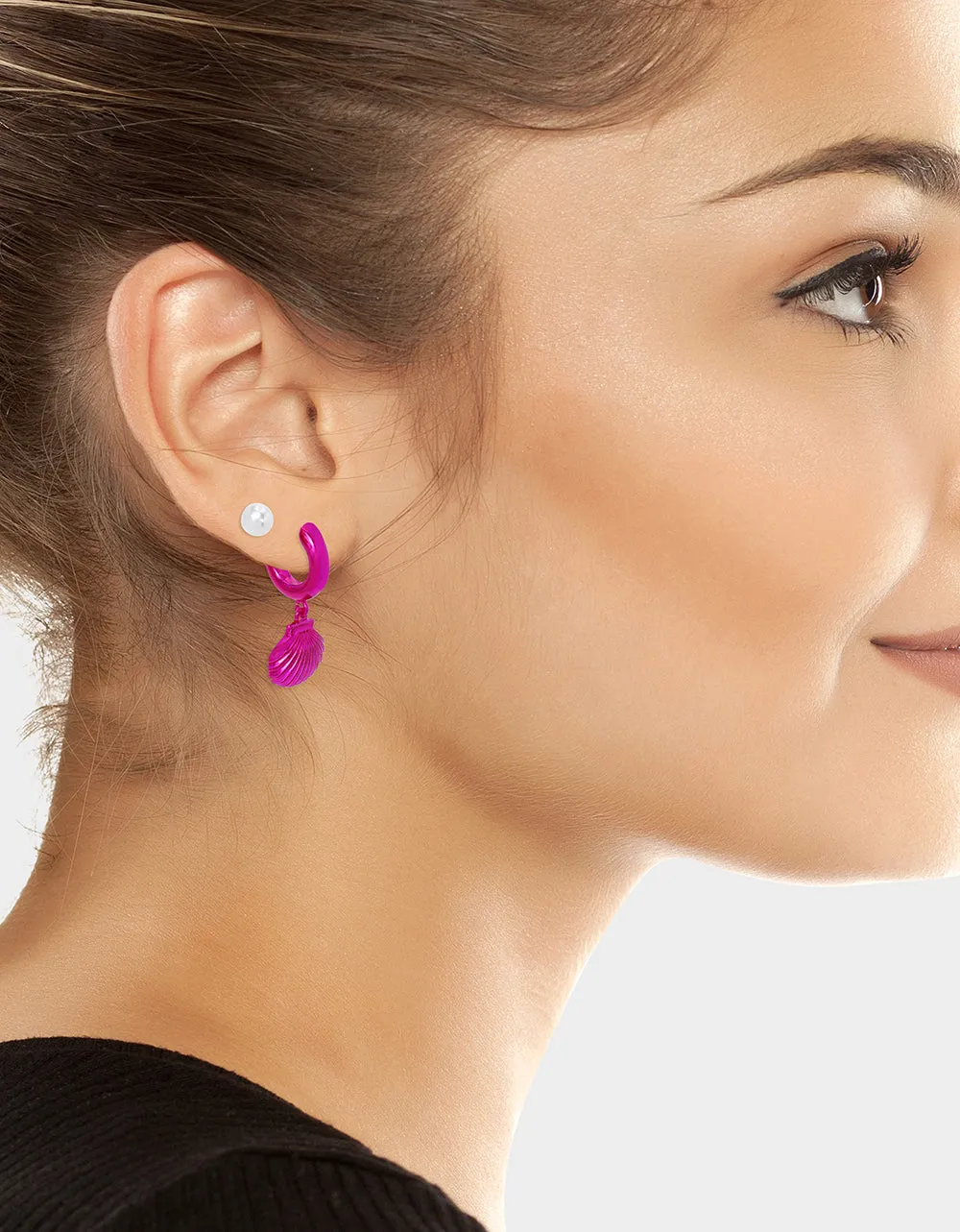 PINK SUMMER SHELL EARRING SET FUCHSIA