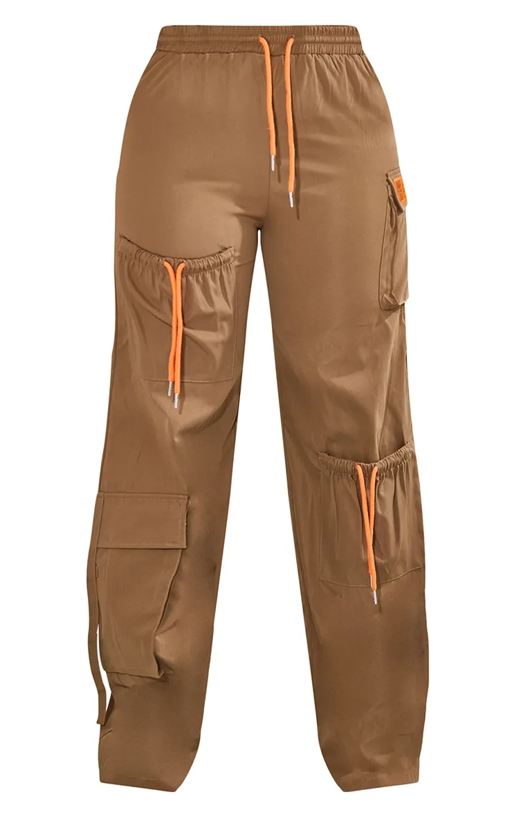 Plt Shape Khaki Pocket Detail Wide Leg Joggers