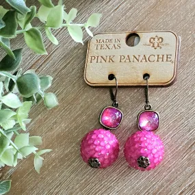 PP Fuchsia Crystal Ball Earring 1CNC J234