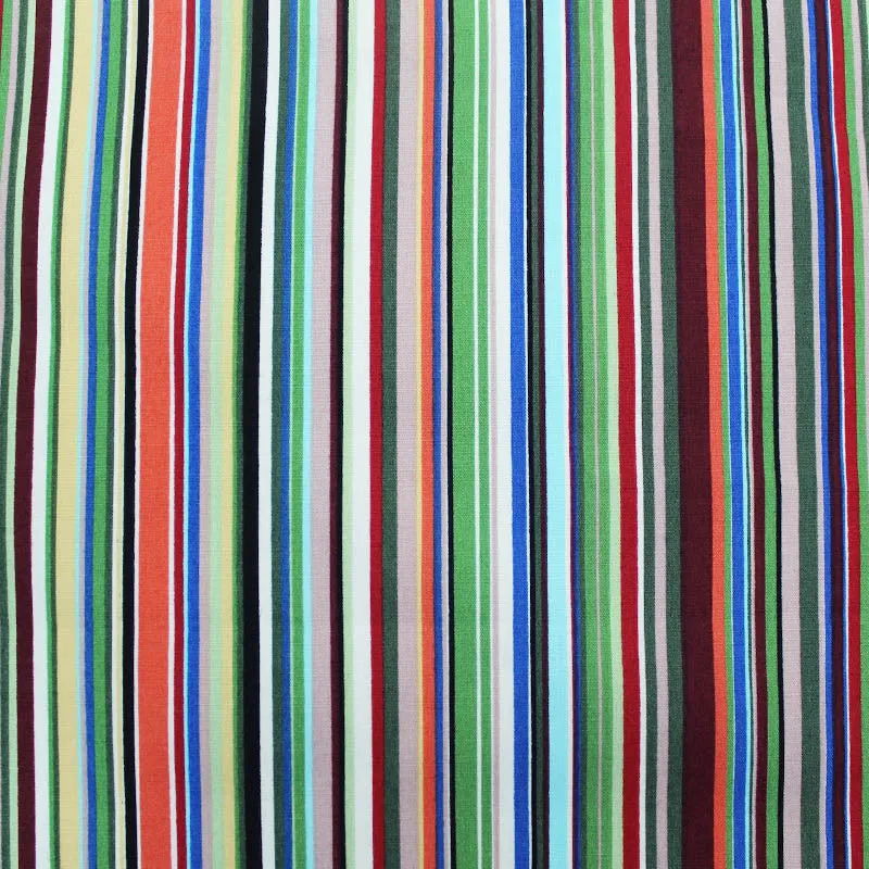 Printed Stripe Cotton - Blue, Green and Red