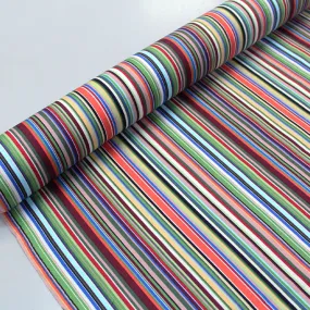 Printed Stripe Cotton - Blue, Green and Red