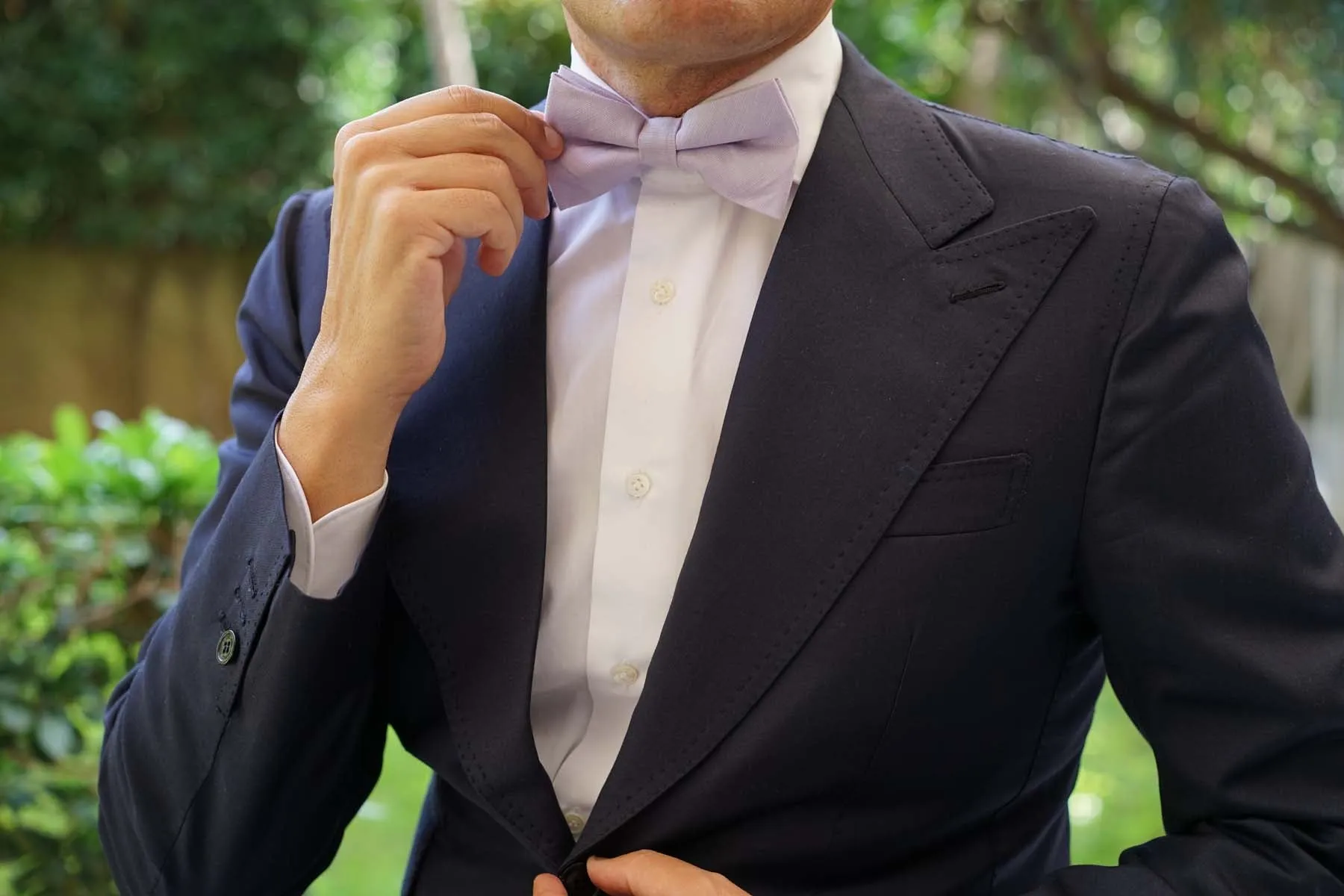 Purple Lilac Lavender Slub Linen Bow Tie