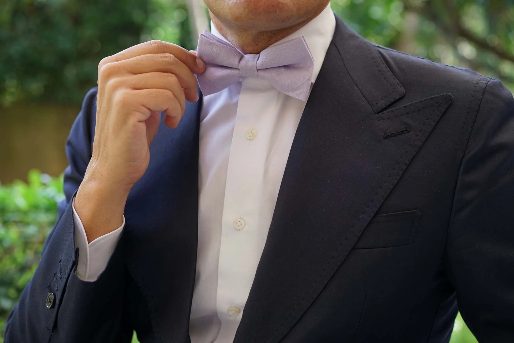 Purple Lilac Lavender Slub Linen Bow Tie