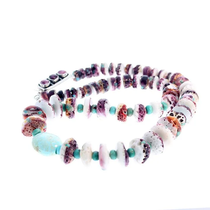 Purple Spiny Oyster Nevada Turquoise Necklace 20