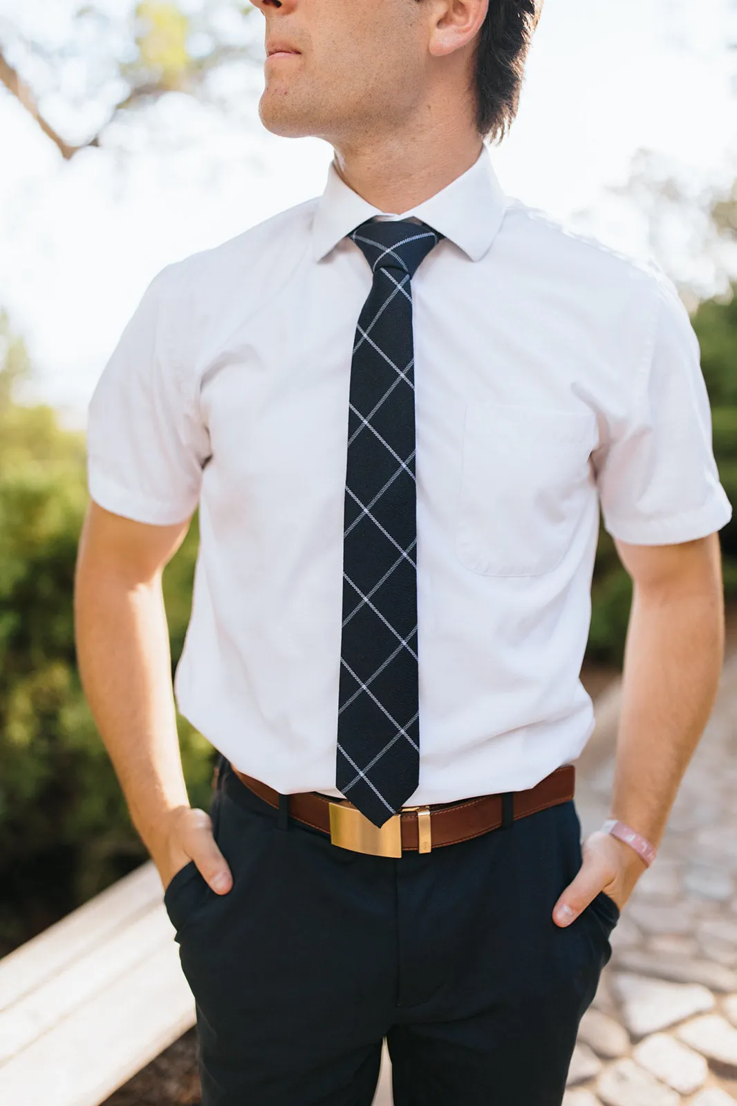 R&B Dark Navy Tie w/ Lt. Blue Lines