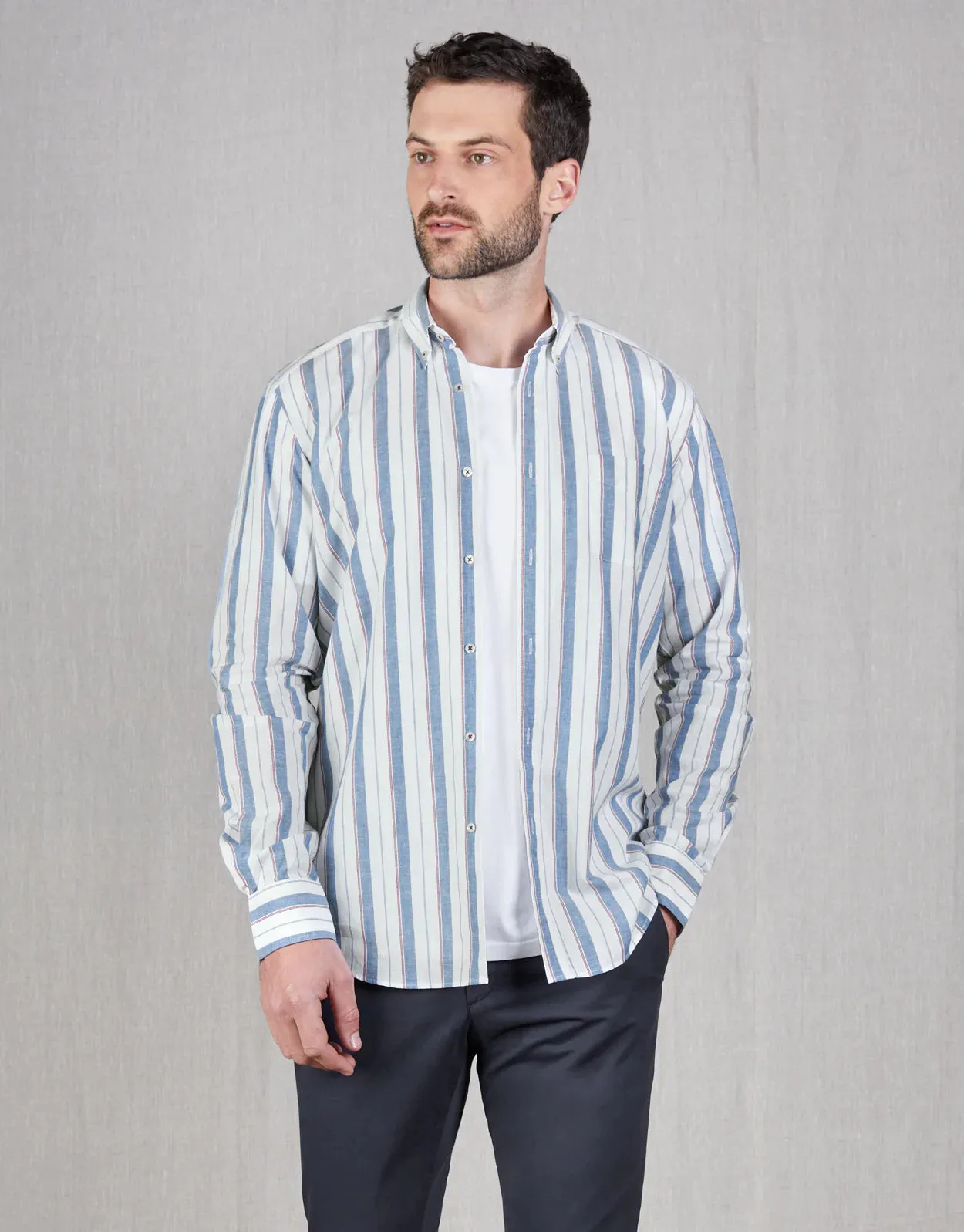 Rembrandt - Ohope Shirt - Blue/Red Stripe