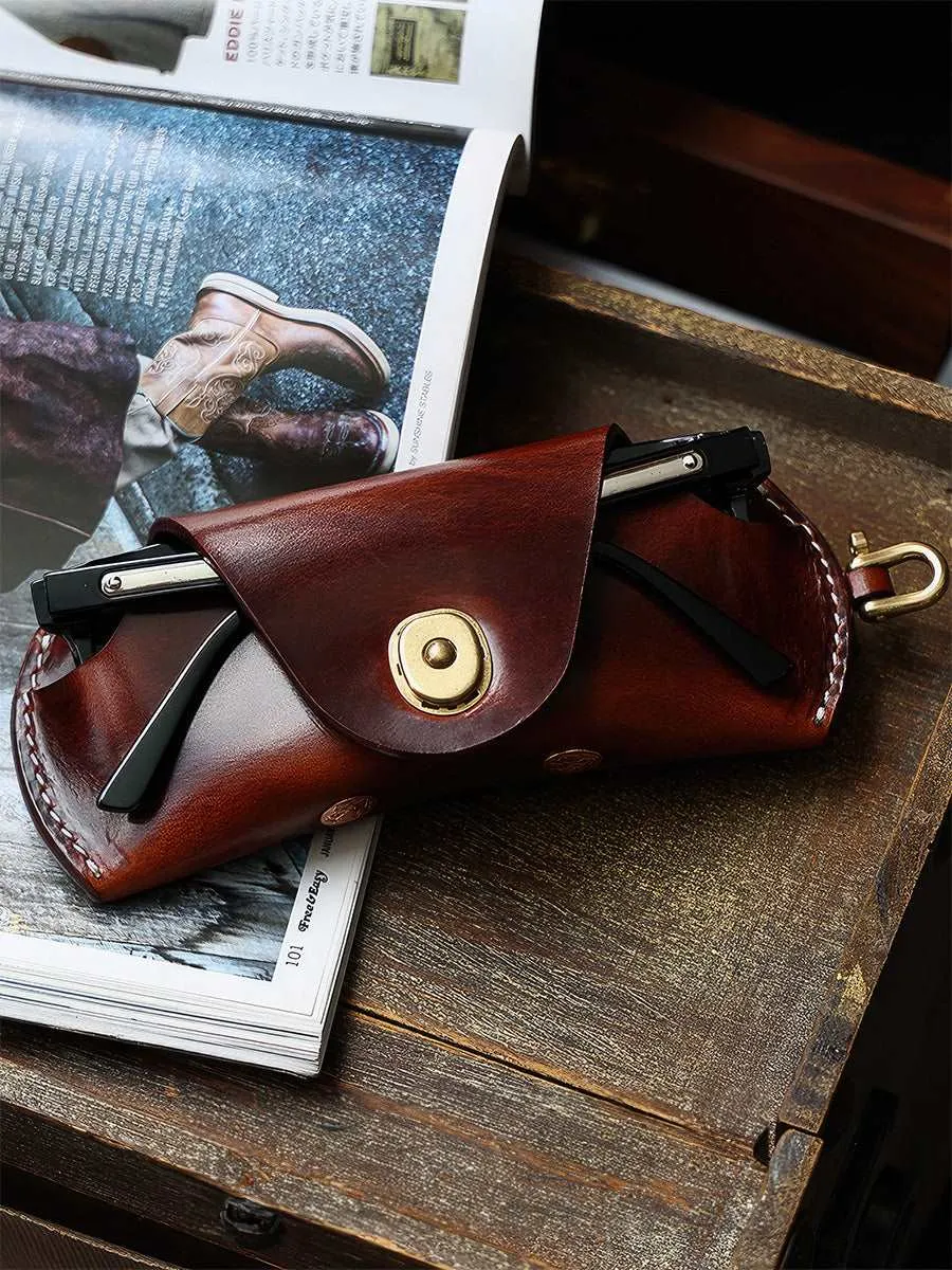 Retro Handmade Genuine Leather Glasses Case