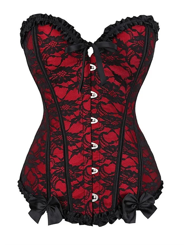 Seductive Black and Red Floral Corsets with Dark Blue Accents - Sleeveless Backless Design