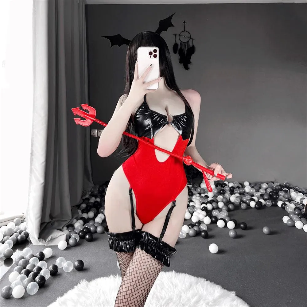 Sexy Lingerie Open Bra Bodysuit Little Demon Devil Cosplay Costume