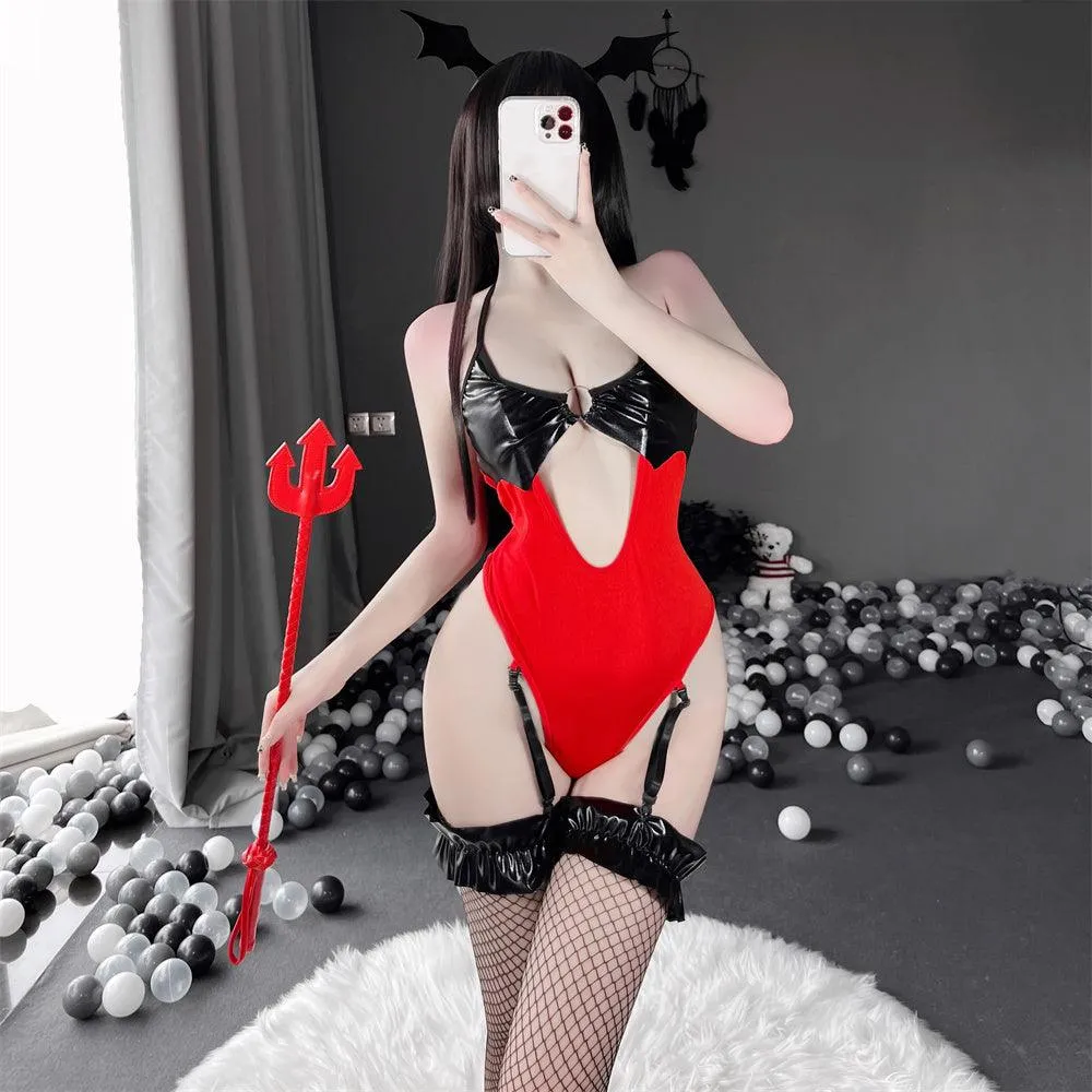 Sexy Lingerie Open Bra Bodysuit Little Demon Devil Cosplay Costume