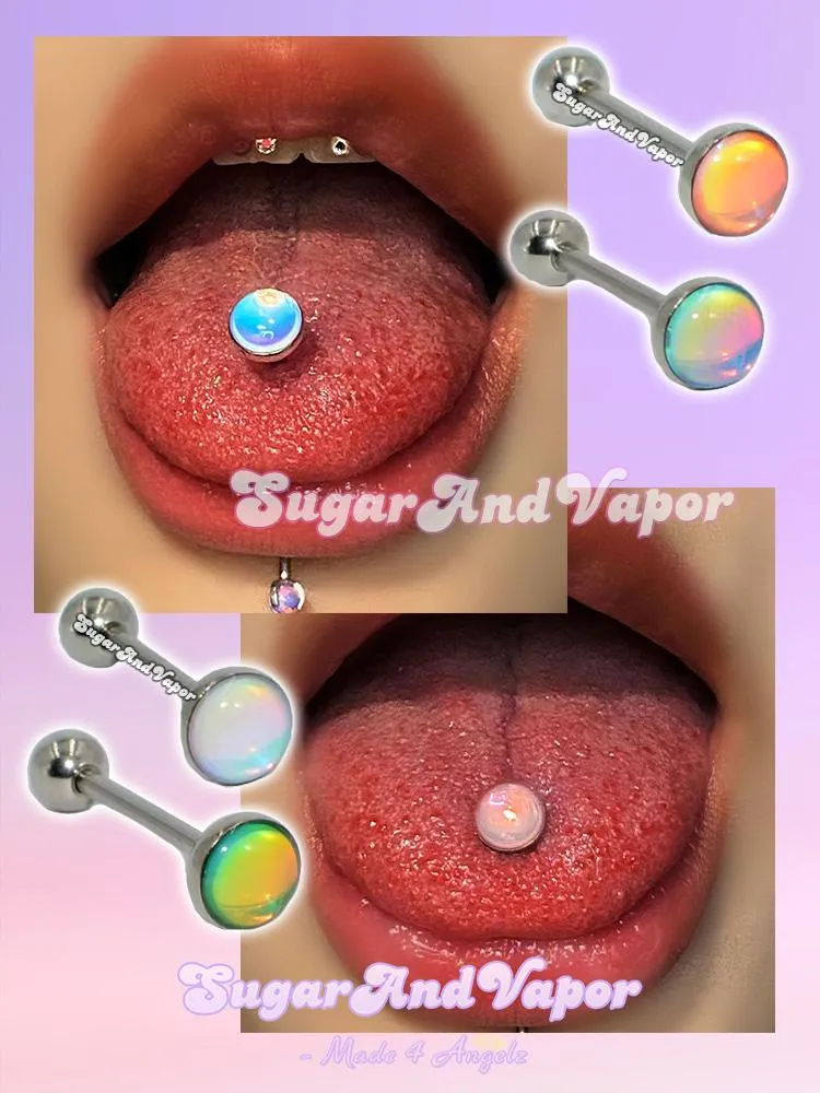 Shining Opal Barbell Tongue Ring