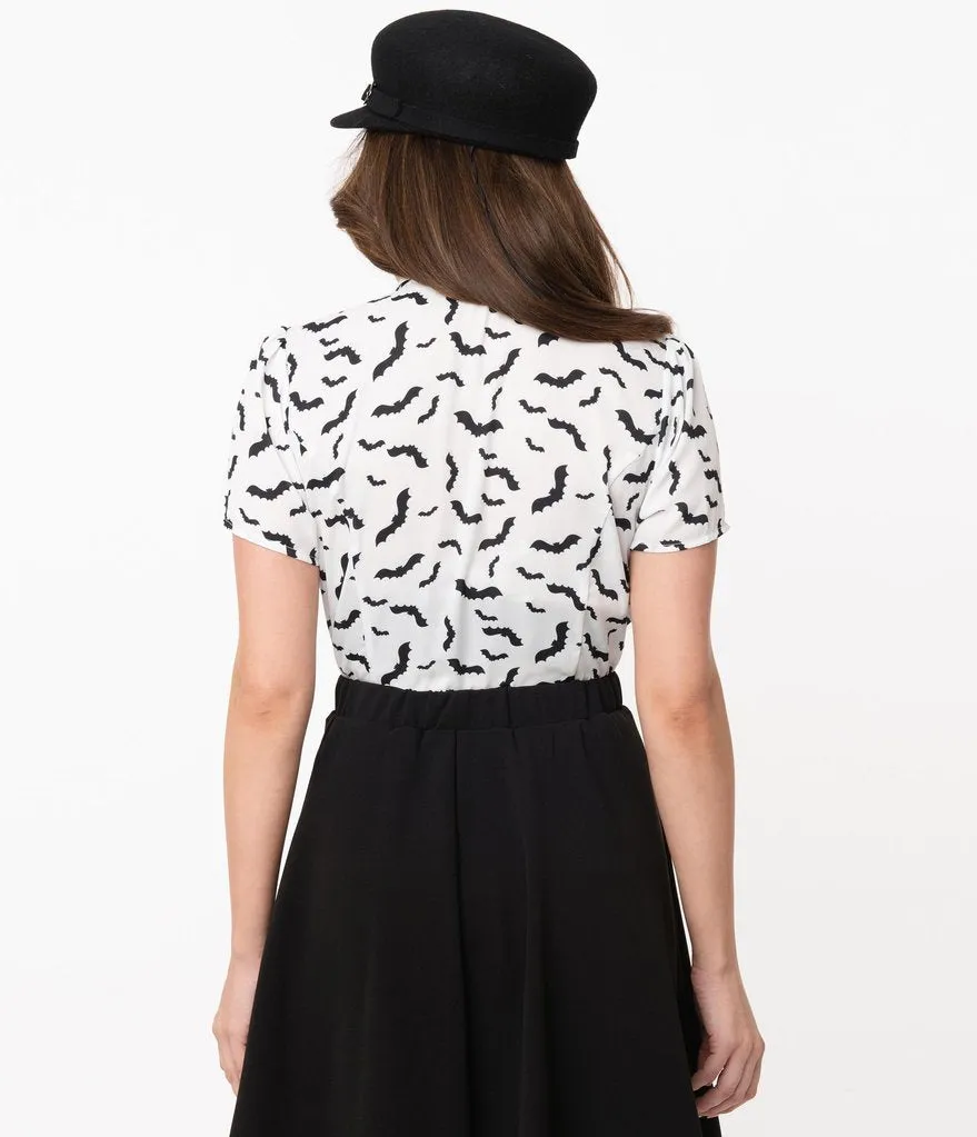 Smak Parlour White & Black Bats Power Play Blouse