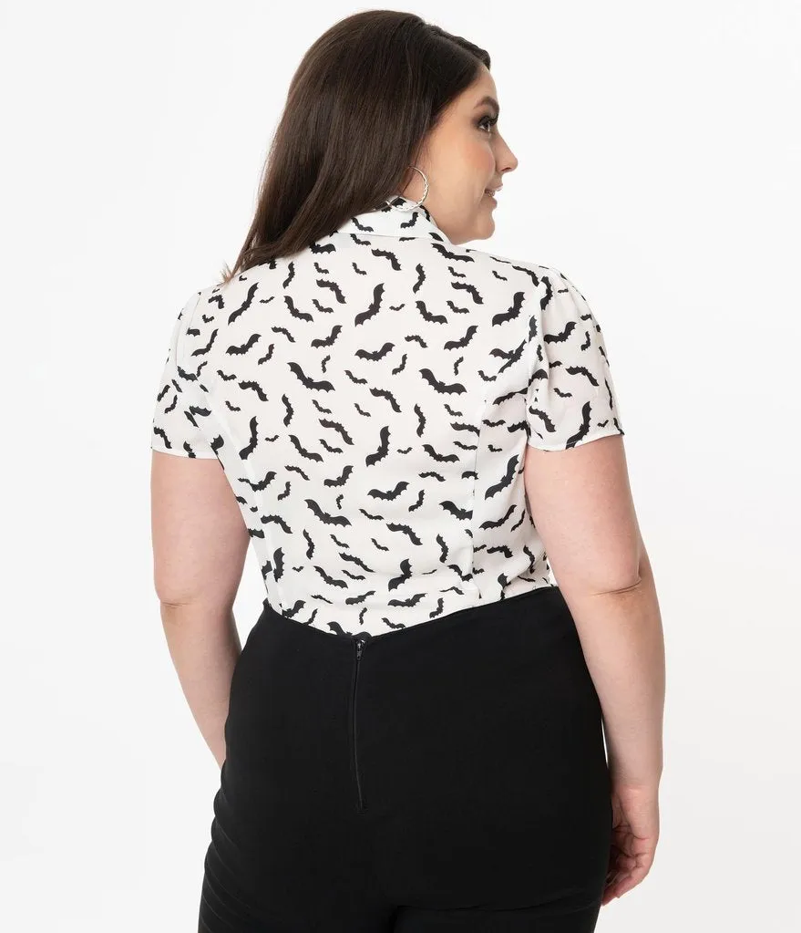 Smak Parlour White & Black Bats Power Play Blouse