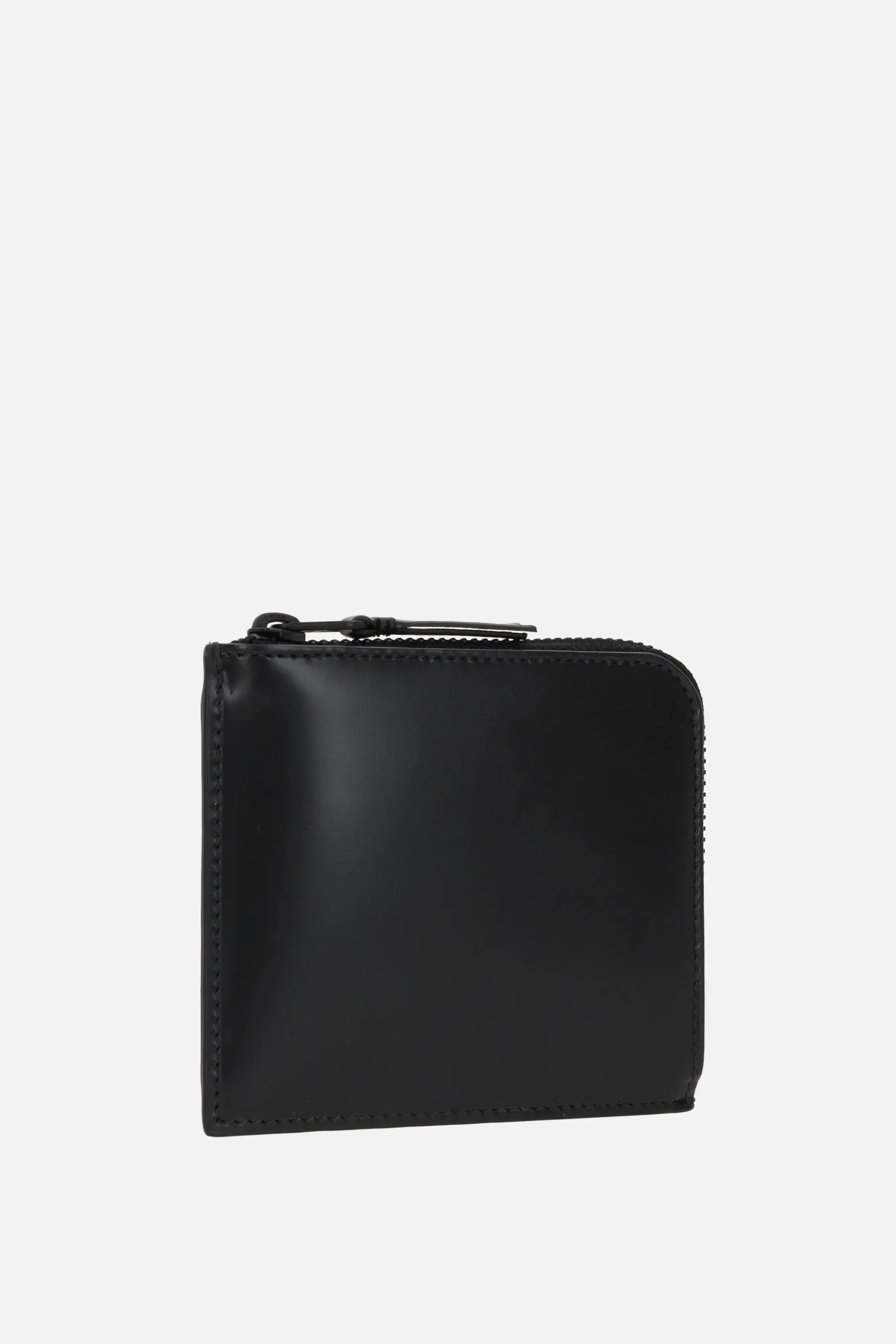 smooth leather half-zip wallet