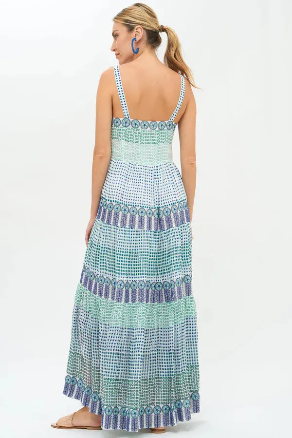 Strappy Floral Embroidered Medallion Maxi Dress by Oliphant