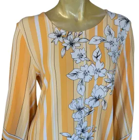 Striped floral long sleeve blouse