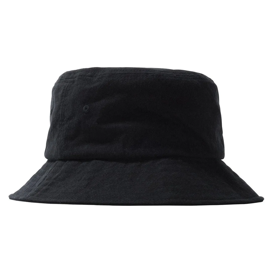 STSSY BIG LOGO CANVAS BUCKET HAT // BLACK