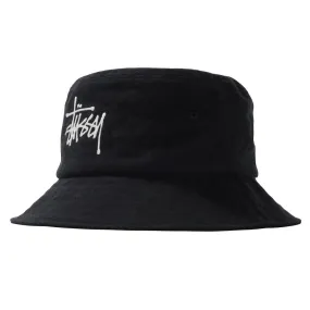 STSSY BIG LOGO CANVAS BUCKET HAT // BLACK