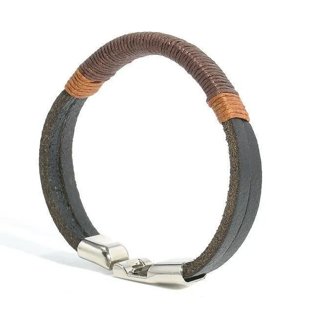 Surf Paradise Leather Hemp Wrap Bracelet