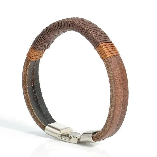 Surf Paradise Leather Hemp Wrap Bracelet