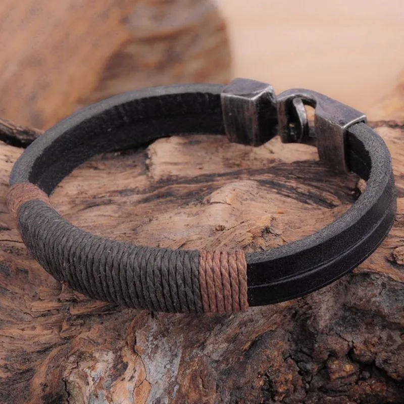 Surf Paradise Leather Hemp Wrap Bracelet