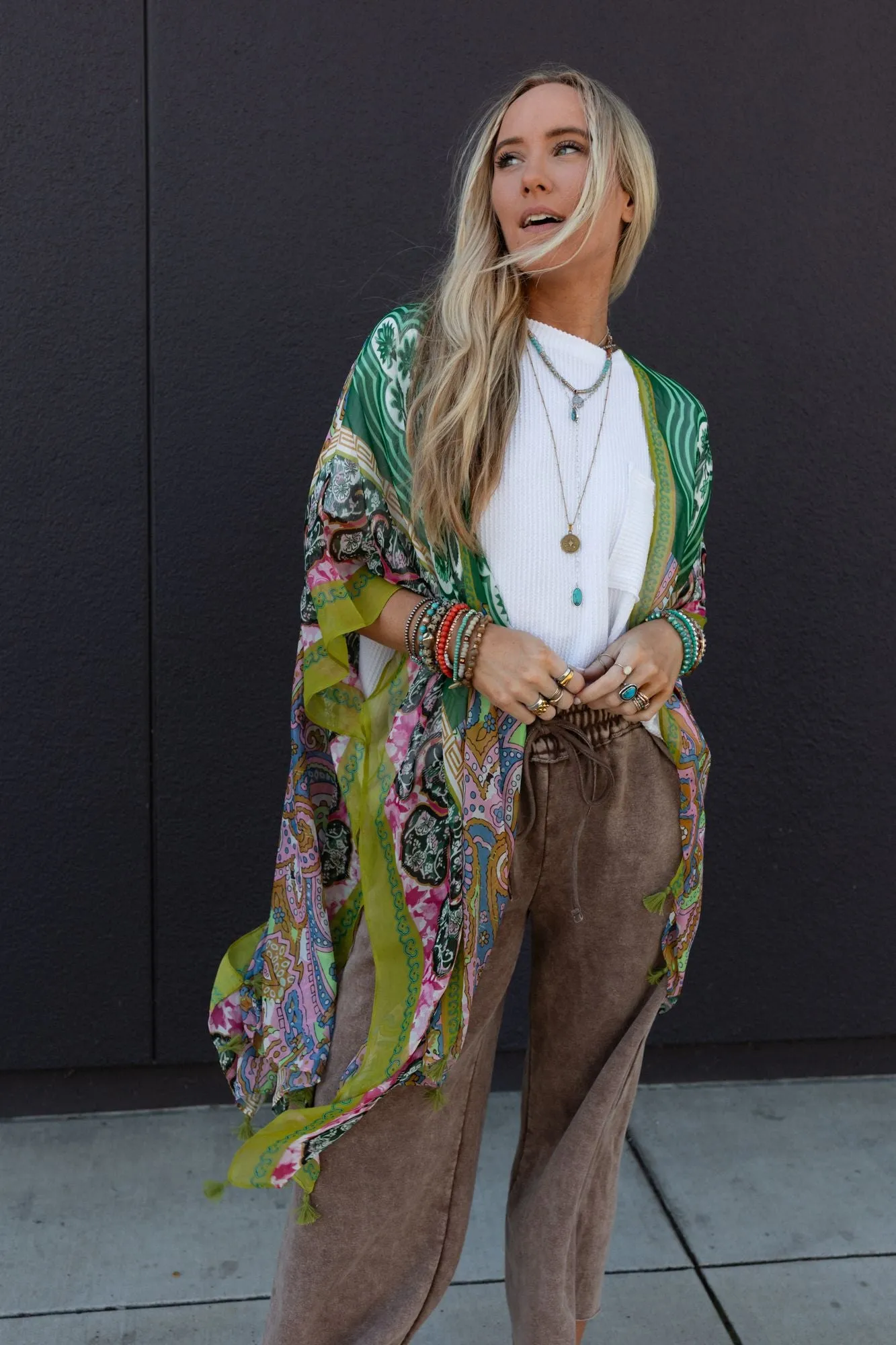 Tabitha Floral Kimono - Green