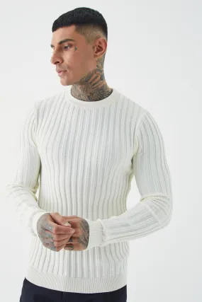 Tall Muscle Fit Ribbed Long Sleeve Sweater