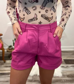 The Fuchsia Leather Shorts