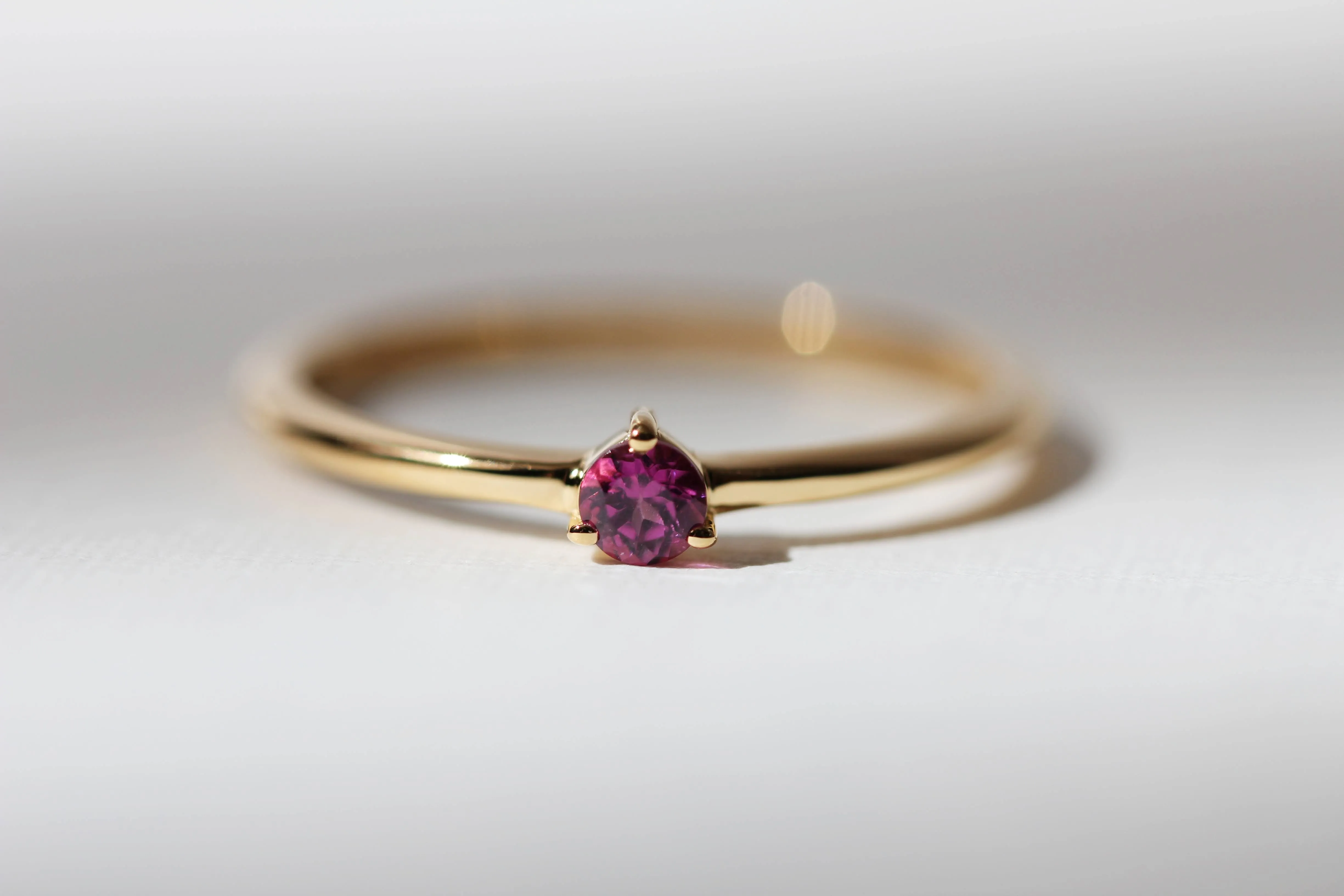 Tiny Pink Garnet Stacking Ring