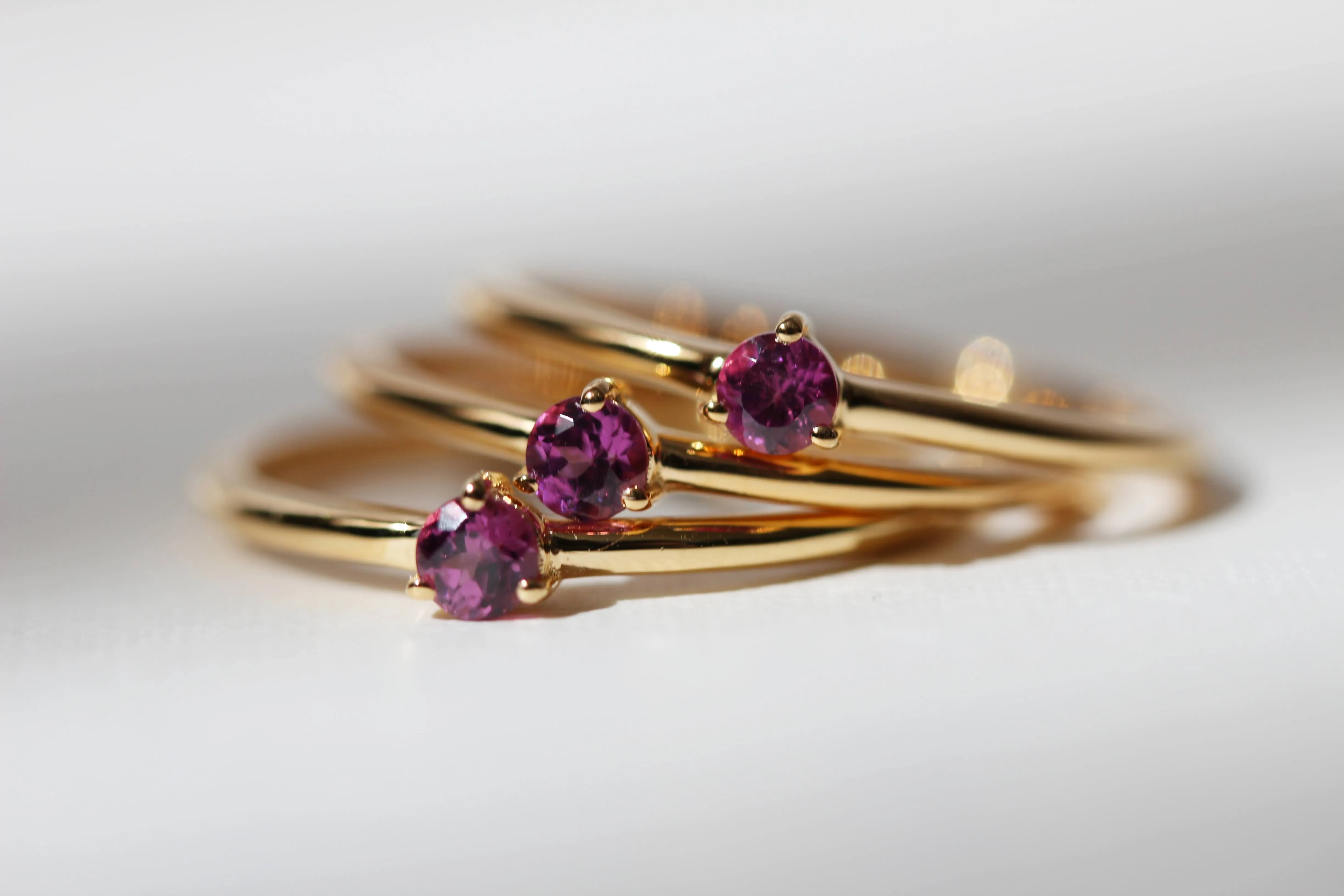 Tiny Pink Garnet Stacking Ring