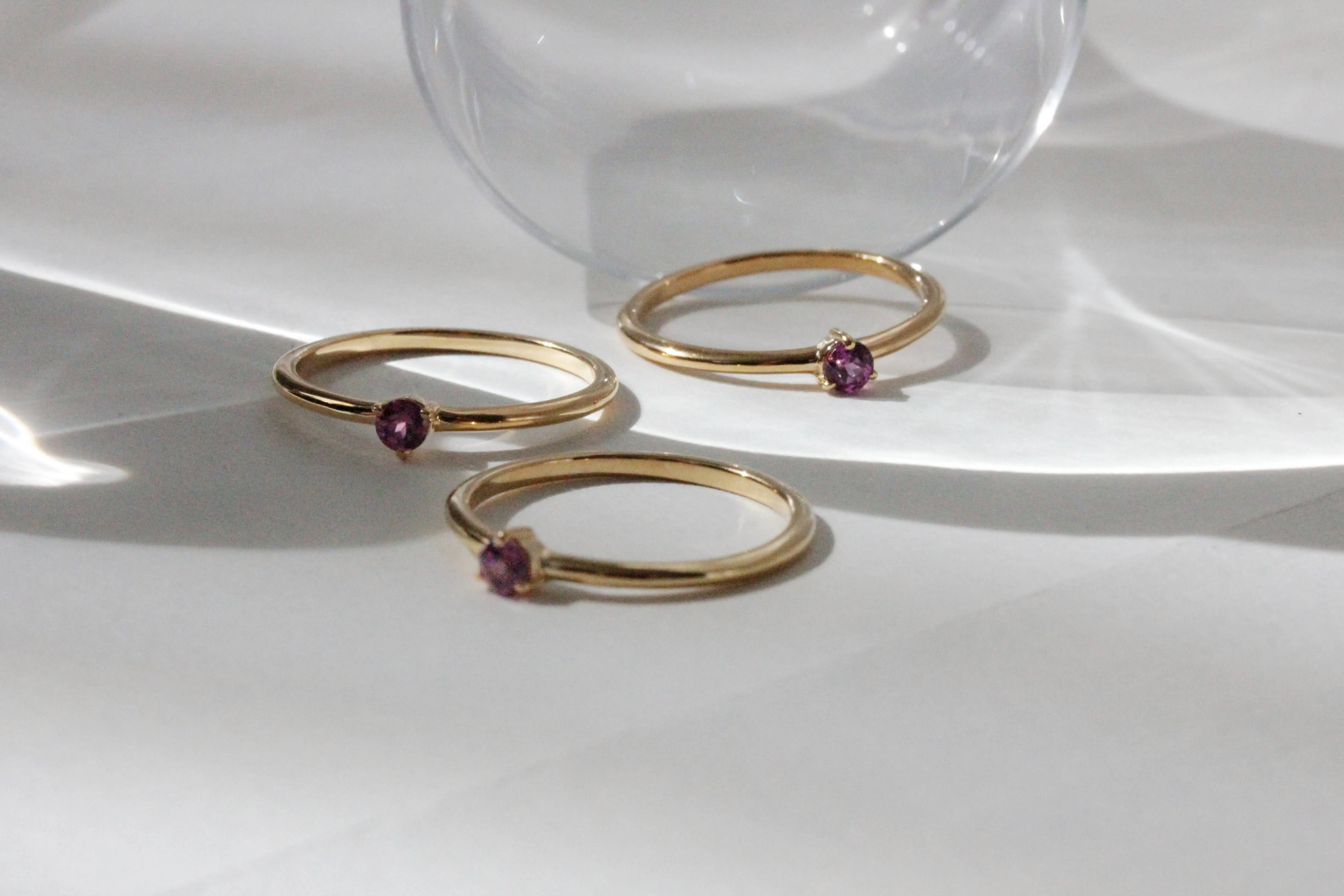 Tiny Pink Garnet Stacking Ring