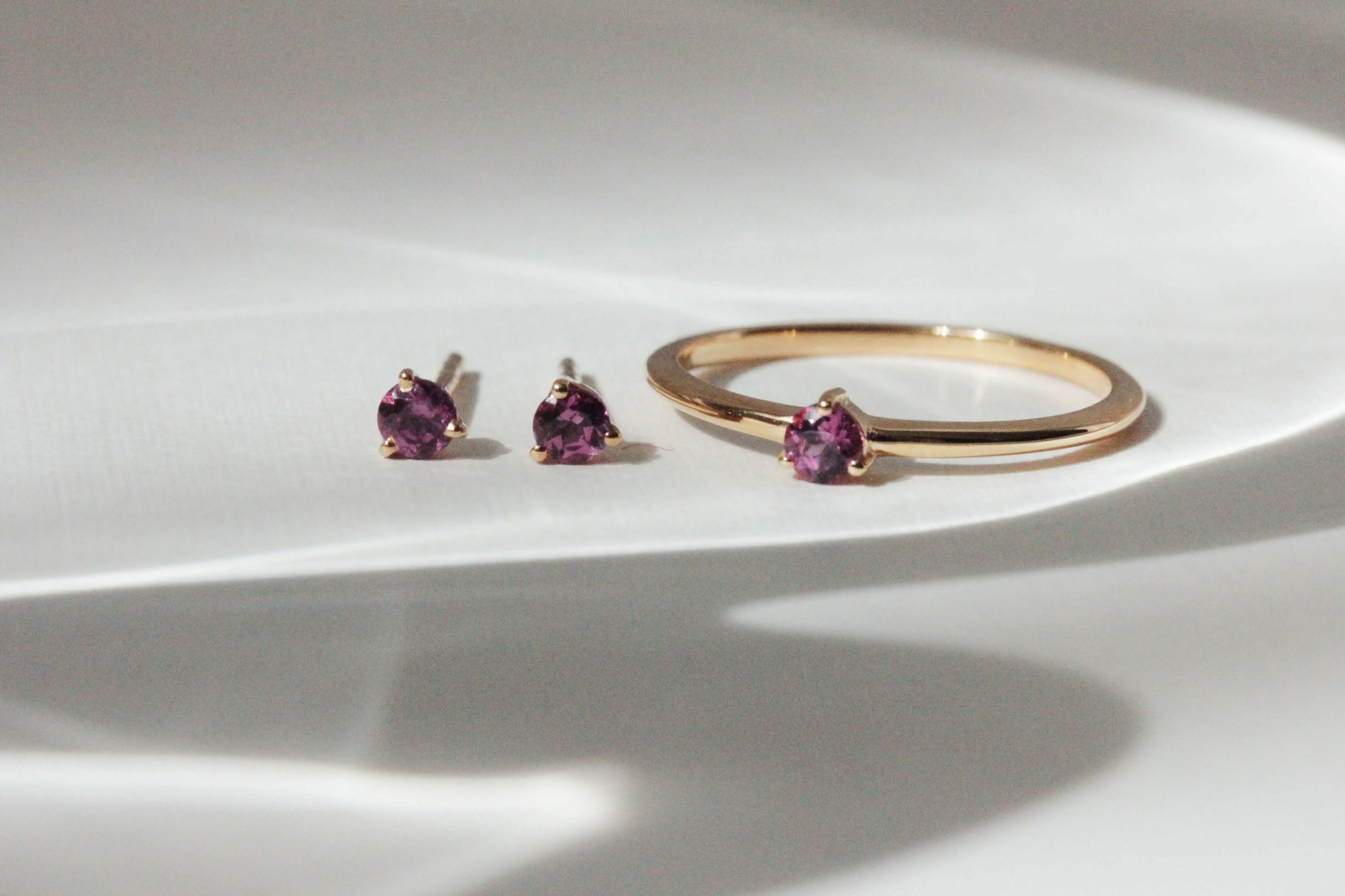 Tiny Pink Garnet Stacking Ring