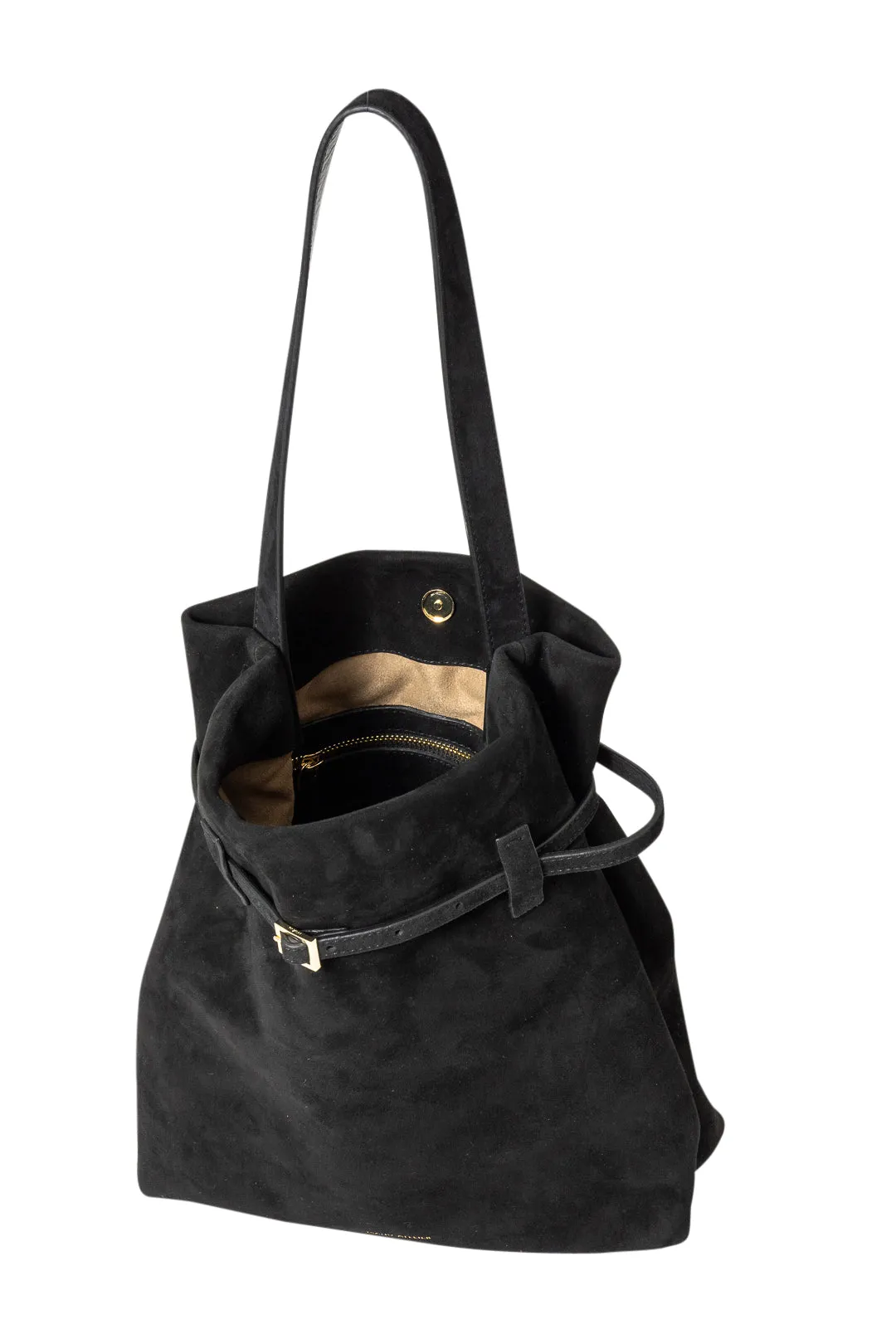 Tote Du Jour Black Suede Leather