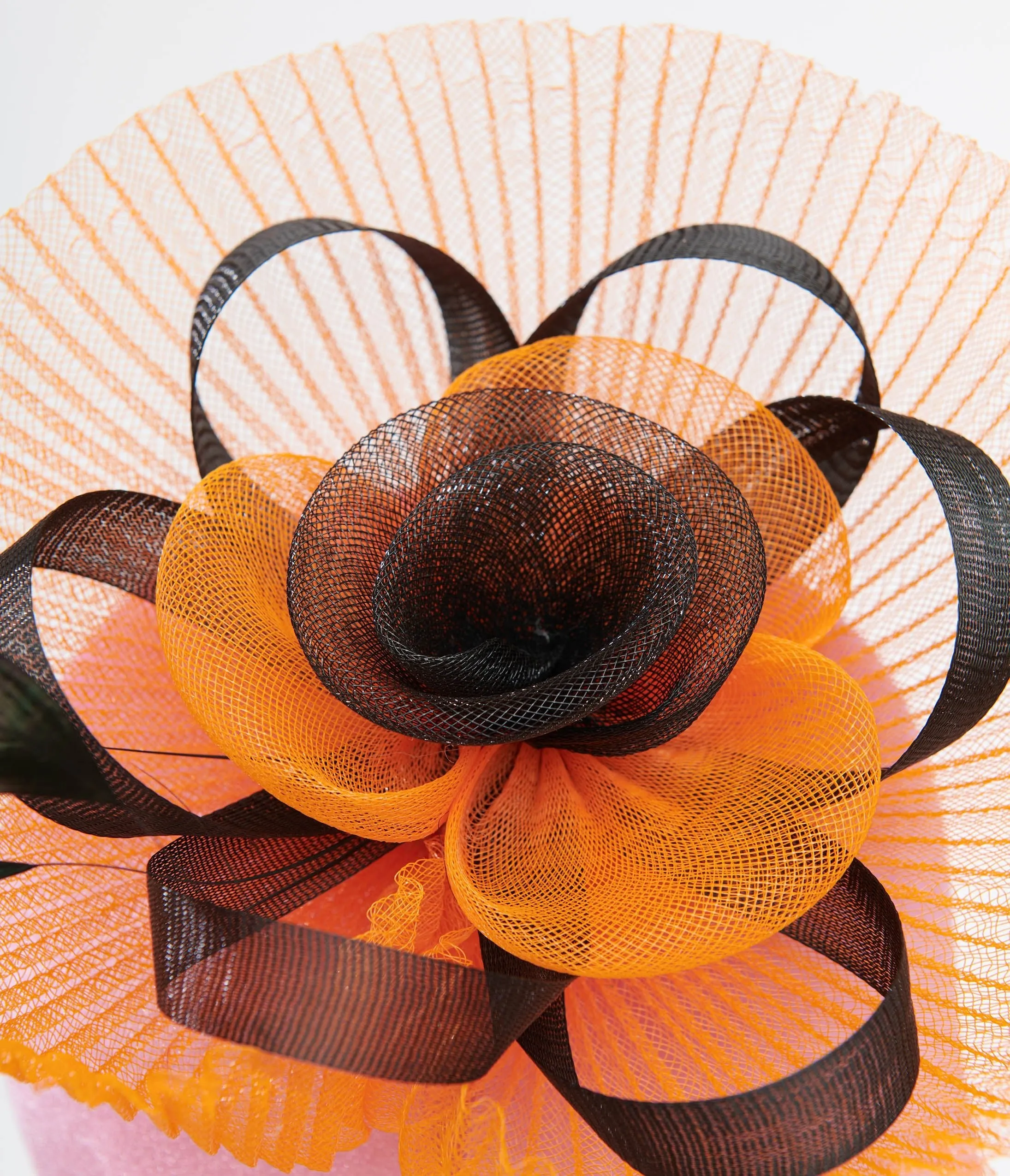 Unique Vintage 1930s Orange & Black Halloween Fascinator