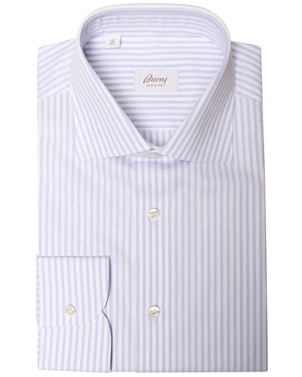 White and Sky Blue Stripe Cotton Sportshirt