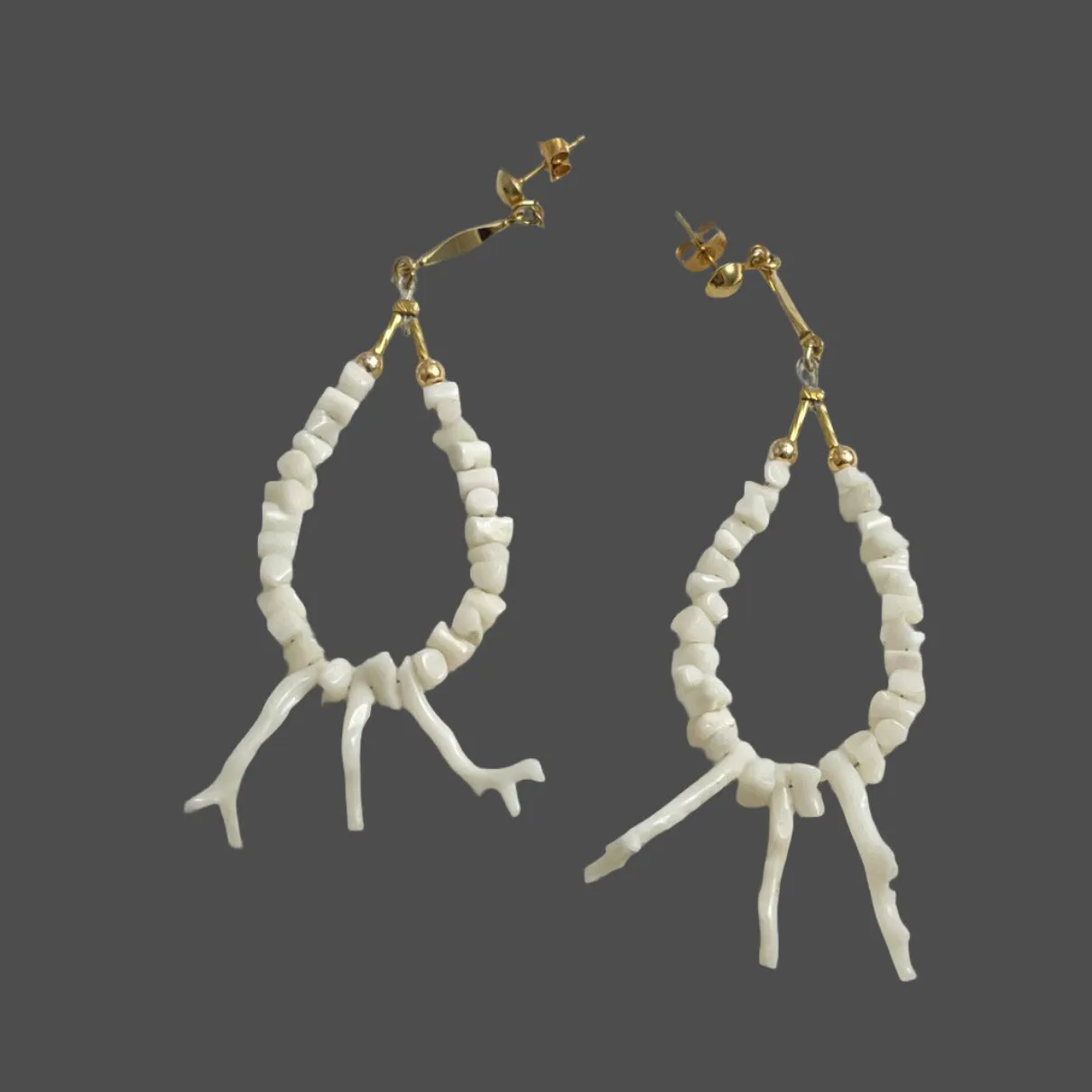 White Coral Dangle Earrings