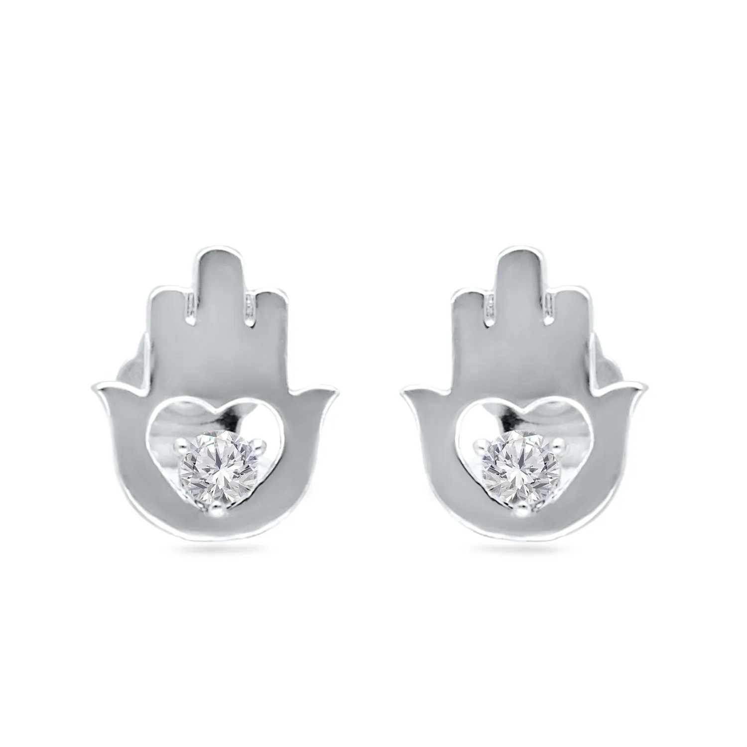 White Gold Diamond Hamsa Earrings