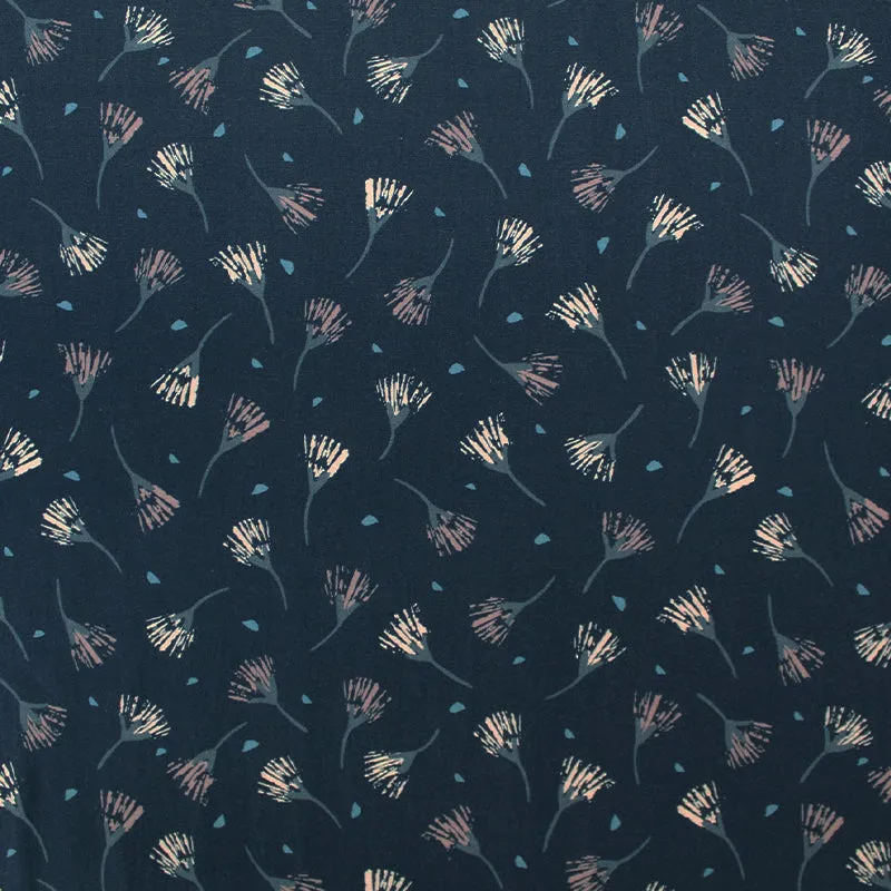 Wide Width Cotton Poplin - Breezy Floral - Dark Navy