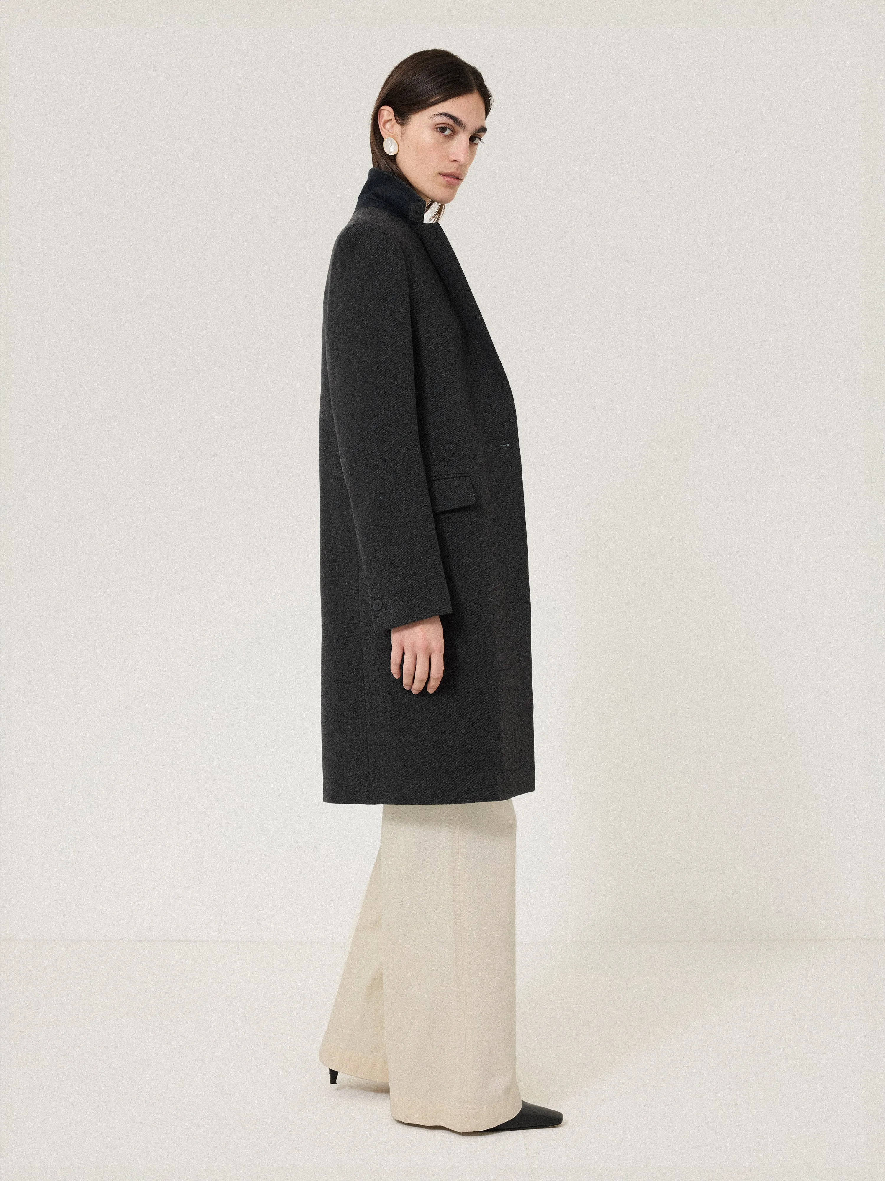 Wool Blend City Coat | Grey