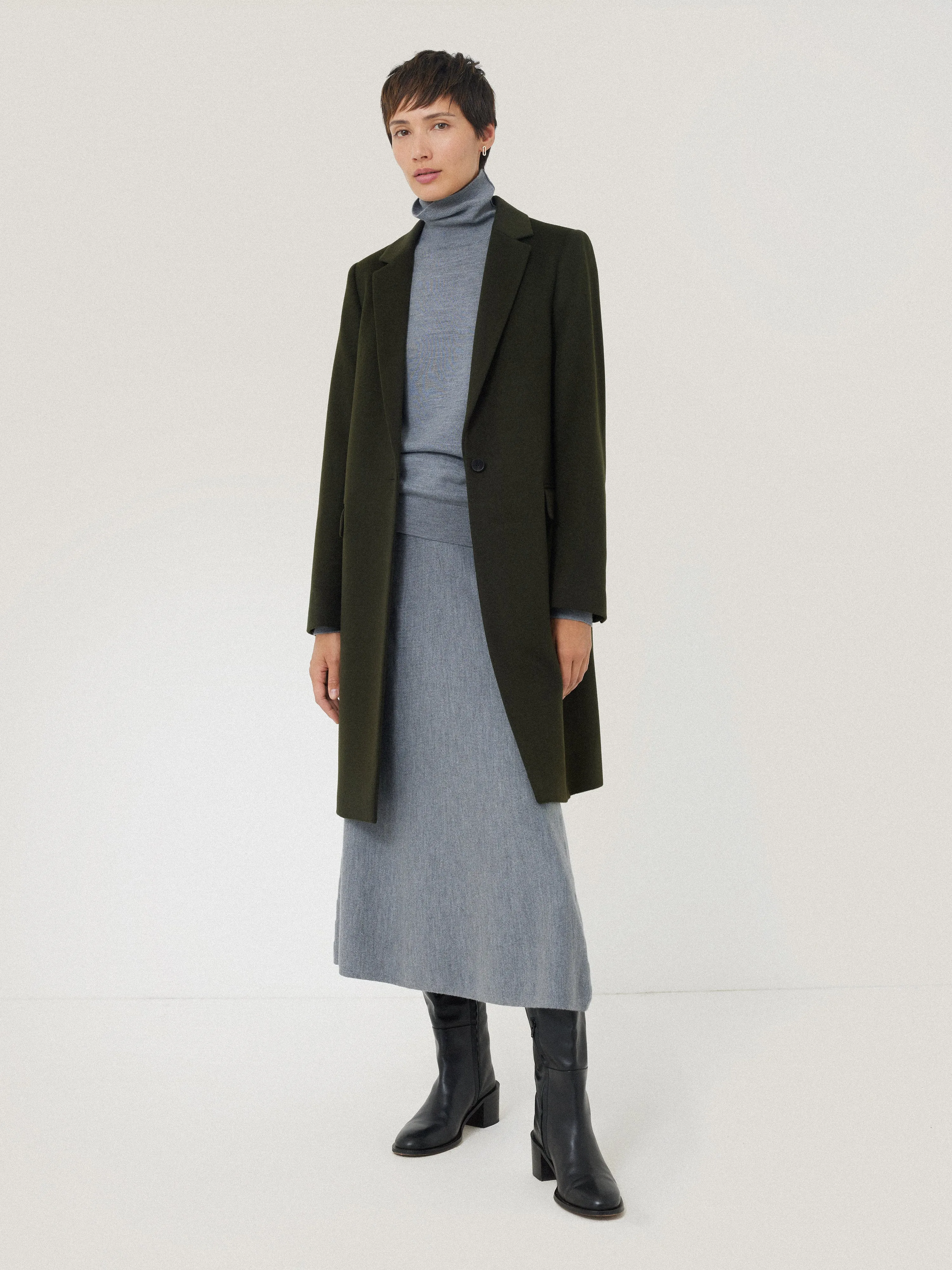 Wool Relaxed City Coat | Green