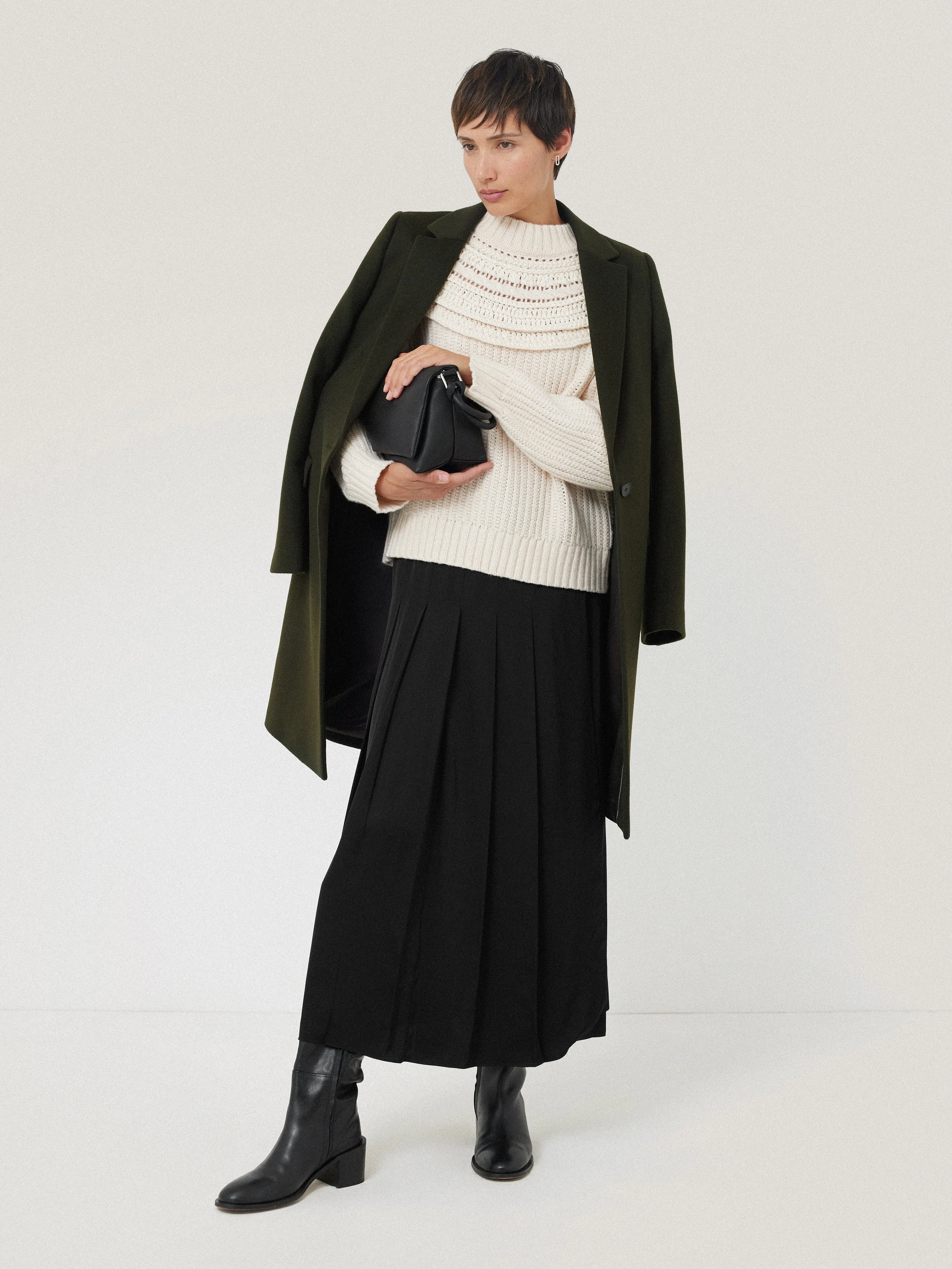 Wool Relaxed City Coat | Green